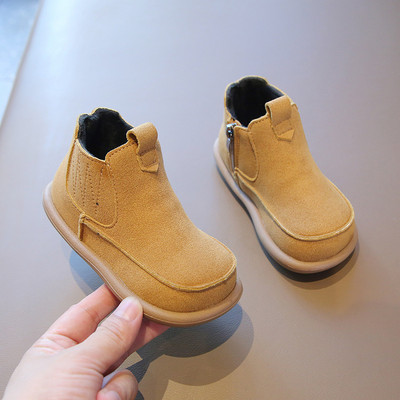 Βρεφικό μποτάκι παγωμένο δέρμα με στρογγυλά δάχτυλα Κοντό μποτάκι αγόρι με ίσιο πάτο δύο βαμβακερές μπότες ρετρό γυναικεία μπότα casual sneaker Botas Para Niña