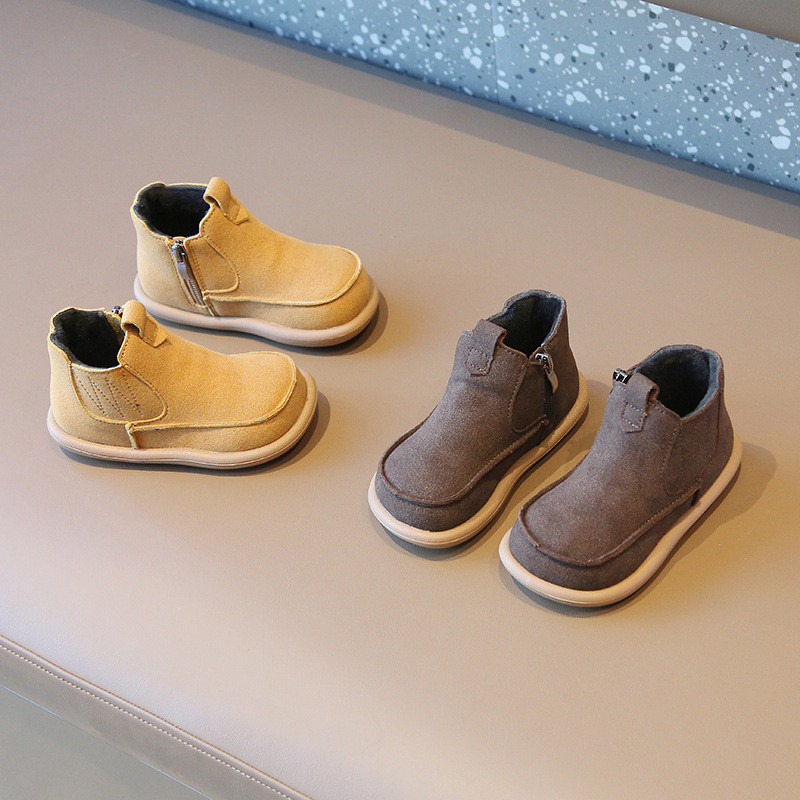 Βρεφικό μποτάκι παγωμένο δέρμα με στρογγυλά δάχτυλα Κοντό μποτάκι αγόρι με ίσιο πάτο δύο βαμβακερές μπότες ρετρό γυναικεία μπότα casual sneaker Botas Para Niña