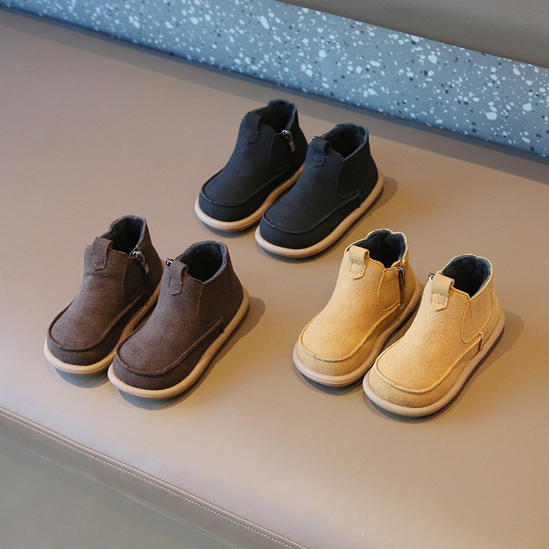 Βρεφικό μποτάκι παγωμένο δέρμα με στρογγυλά δάχτυλα Κοντό μποτάκι αγόρι με ίσιο πάτο δύο βαμβακερές μπότες ρετρό γυναικεία μπότα casual sneaker Botas Para Niña