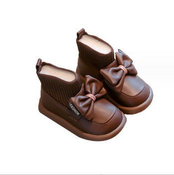 2023 Нови момчета Ботуши до глезена Меки британски стил Детски модни ботуши Ежедневни кожени ботуши за момичета Сладки детски спортни обувки Маратонки