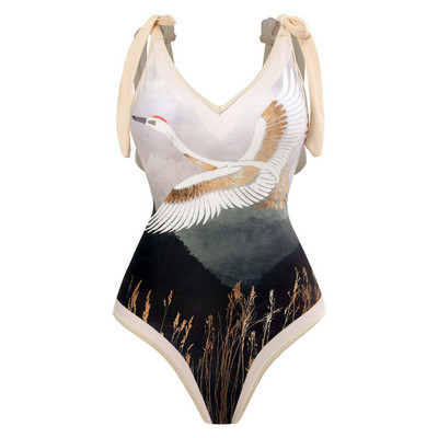 One Piece μπικίνι μαγιό & φούστες 2023 Νέο καλοκαιρινό γυναικείο παπιγιόν ρετρό μαγιό Πολυτελές κομψό βραζιλιάνικο μαγιό