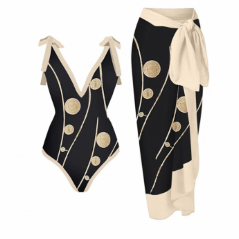 One Piece μπικίνι μαγιό & φούστες 2023 Νέο καλοκαιρινό γυναικείο παπιγιόν ρετρό μαγιό Πολυτελές κομψό βραζιλιάνικο μαγιό