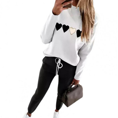 2 buc/set pantaloni costum femei ținute ocazional cu decolteu în V hanorace pantaloni cu bandă la gleznă Set două piese trening pentru femei Брючные костюмы