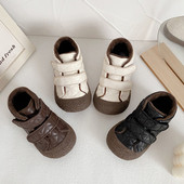 Βρεφικά παιδικά ζεστά βελούδινα μποτάκια για αγόρι casual slip-on γούνινο ψηλό πάνινα παπούτσια Βρεφικό κοριτσάκι Εξωτερική μαλακή σόλα βαμβακερά παπούτσια