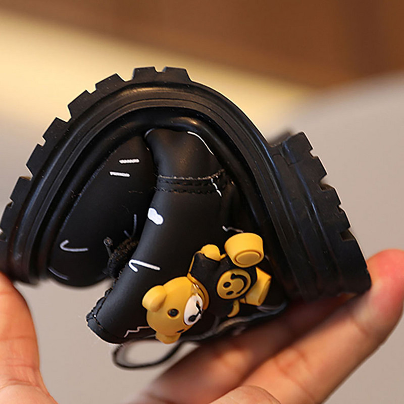 Cizme de zăpadă din pluș de iarnă pentru nou-născut din piele PU Urs drăguț băieți fete pantofi pentru copii mici pantofi groși de bumbac calduri pentru bebeluși