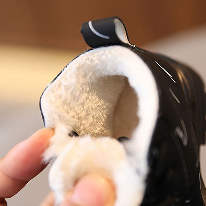 Cizme de zăpadă din pluș de iarnă pentru nou-născut din piele PU Urs drăguț băieți fete pantofi pentru copii mici pantofi groși de bumbac calduri pentru bebeluși