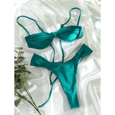 Komplet bikinija na uzicu Jednobojni bikiniji Push up kupaći kostimi 2023 Ženski kupaći kostim Micro Thong Mujer Kupaći kostimi Brazilian Biquini