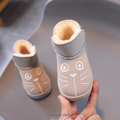 Νέα χειμωνιάτικα παιδικά παπούτσια καθαρού χρώματος Αδιάβροχα μποτάκια για νήπιο PU Δερμάτινα Snow Boots Αντιολισθητικά Αγόρια Κορίτσια Κοντά Μποτάκια Μέγεθος 21-30