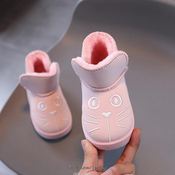 Νέα χειμωνιάτικα παιδικά παπούτσια καθαρού χρώματος Αδιάβροχα μποτάκια για νήπιο PU Δερμάτινα Snow Boots Αντιολισθητικά Αγόρια Κορίτσια Κοντά Μποτάκια Μέγεθος 21-30