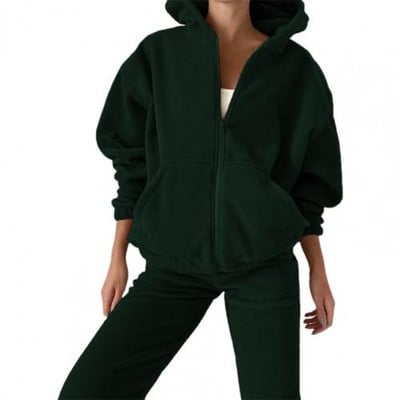 Odijela s hlačama od 2 komada debljeg flisa Ženska sportska odjeća Jesen Zima Hoodies Hlače Dvodijelni set Ženska trenirka komplekty odeždy