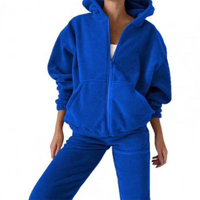 Odijela s hlačama od 2 komada debljeg flisa Ženska sportska odjeća Jesen Zima Hoodies Hlače Dvodijelni set Ženska trenirka komplekty odeždy