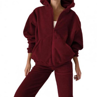 Odijela s hlačama od 2 komada debljeg flisa Ženska sportska odjeća Jesen Zima Hoodies Hlače Dvodijelni set Ženska trenirka komplekty odeždy