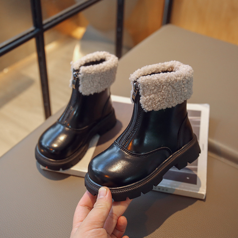 Μόδα παιδικές μπότες 2023 με επένδυση, παχύρρευστο καφέ Μεσαίο μεγάλο παιδικό βαμβακερό φθινόπωρο χειμώνα Μαύρα για αγόρια Δερμάτινες μπότες για κορίτσια