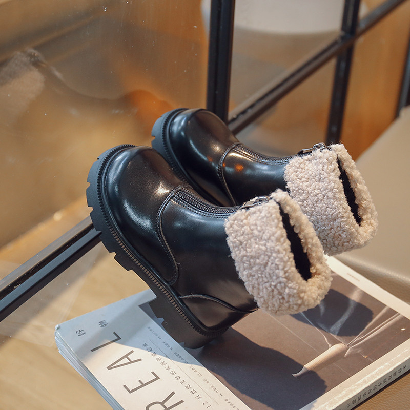 Μόδα παιδικές μπότες 2023 με επένδυση, παχύρρευστο καφέ Μεσαίο μεγάλο παιδικό βαμβακερό φθινόπωρο χειμώνα Μαύρα για αγόρια Δερμάτινες μπότες για κορίτσια