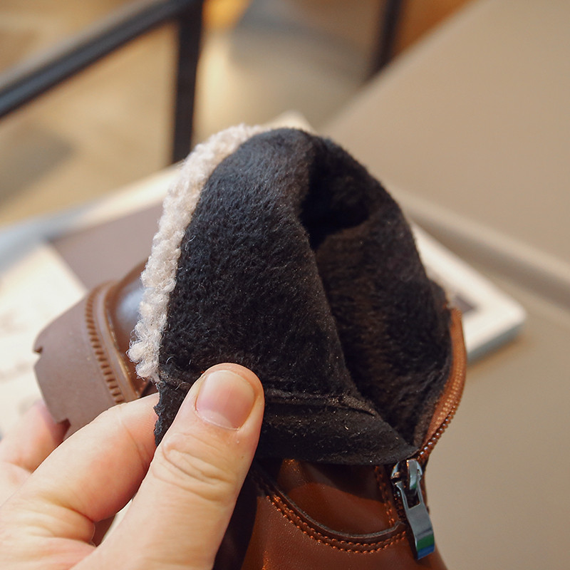 Μόδα παιδικές μπότες 2023 με επένδυση, παχύρρευστο καφέ Μεσαίο μεγάλο παιδικό βαμβακερό φθινόπωρο χειμώνα Μαύρα για αγόρια Δερμάτινες μπότες για κορίτσια