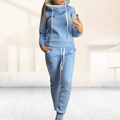 2 buc. Costume cu pantaloni de culoare solidă ținute pentru femei, toamnă iarnă, hanorac cu glugă, pantaloni, set din două piese, trening pentru femei комплекты одежды