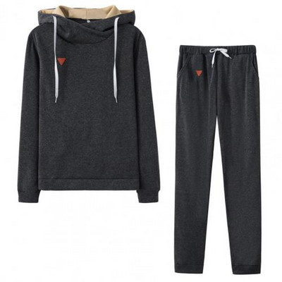 2 buc. Costume cu pantaloni de culoare solidă ținute pentru femei, toamnă iarnă, hanorac cu glugă, pantaloni, set din două piese, trening pentru femei комплекты одежды