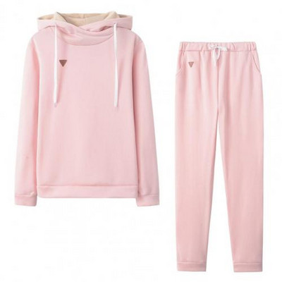 2 buc. Costume cu pantaloni de culoare solidă ținute pentru femei, toamnă iarnă, hanorac cu glugă, pantaloni, set din două piese, trening pentru femei комплекты одежды