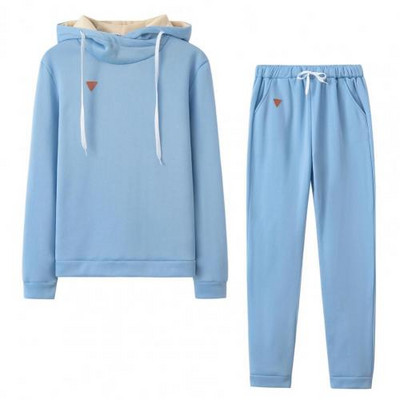 2 buc. Costume cu pantaloni de culoare solidă ținute pentru femei, toamnă iarnă, hanorac cu glugă, pantaloni, set din două piese, trening pentru femei комплекты одежды