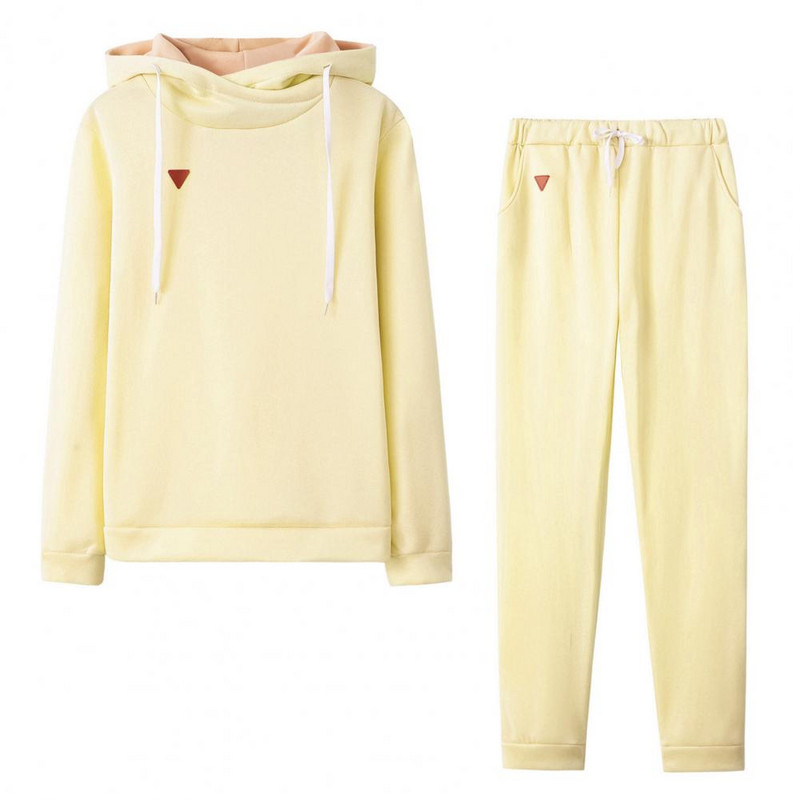 2 buc. Costume cu pantaloni de culoare solidă ținute pentru femei, toamnă iarnă, hanorac cu glugă, pantaloni, set din două piese, trening pentru femei комплекты одежды