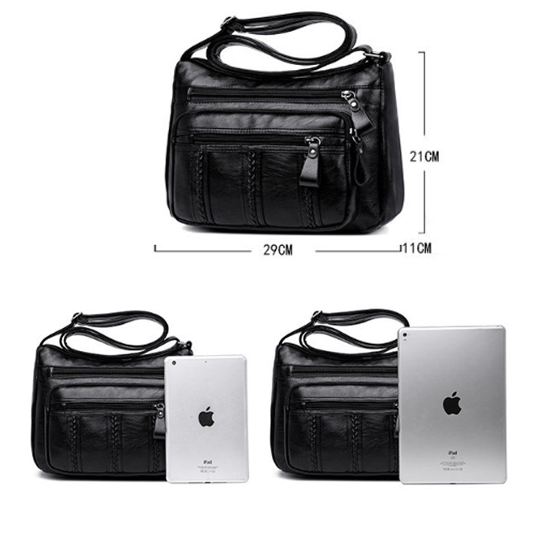 Νέα περιστασιακή γυναικεία τσάντα Μαλακό PU Δερμάτινο τσαντάκι ώμου υψηλής ποιότητας με πολλές τσέπες μονόχρωμες γυναικείες τσάντες χιαστί