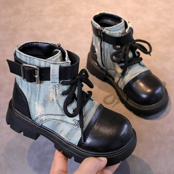 Νέα μόδα Παιδικά παπούτσια Μπότες για κορίτσι Φθινοπωρινό Χειμώνας Ευέλικτο Παιδικές Μπότες για αγόρι Patchwork Στρογγυλές μπροστινές μπότες για νήπια