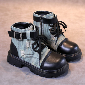 Νέα μόδα Παιδικά παπούτσια Μπότες για κορίτσι Φθινοπωρινό Χειμώνας Ευέλικτο Παιδικές Μπότες για αγόρι Patchwork Στρογγυλές μπροστινές μπότες για νήπια