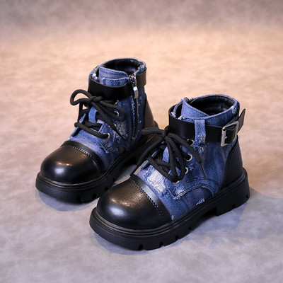 Nova modna dječja obuća Čizme za djevojčice Jesen Zima Svestrane dječje čizme za dječake Patchwork s okruglim prstima Gležnjače za malu djecu