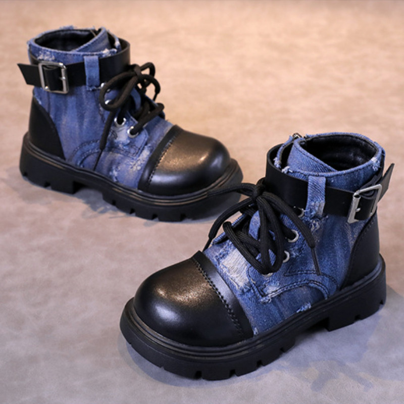 Nova modna dječja obuća Čizme za djevojčice Jesen Zima Svestrane dječje čizme za dječake Patchwork s okruglim prstima Gležnjače za malu djecu