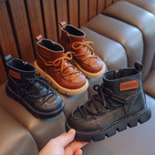 Cizme de modă pentru copii încrucișate Cizme din piele în stil britanic pentru bebeluși băieți și fetițe Cizme cu talpă moale Cizme casual anti-alunecare Pantofi pentru copii mari