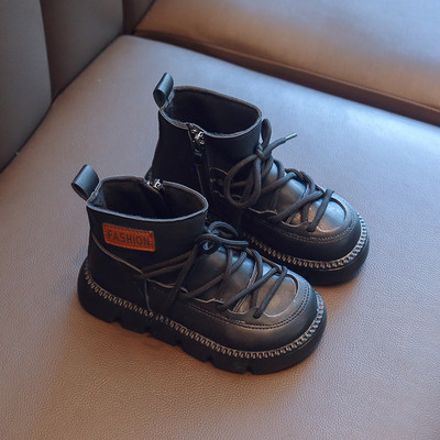 Cizme de modă pentru copii încrucișate Cizme din piele în stil britanic pentru bebeluși băieți și fetițe Cizme cu talpă moale Cizme casual anti-alunecare Pantofi pentru copii mari