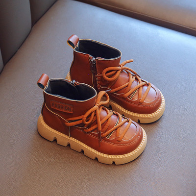 Cizme de modă pentru copii încrucișate Cizme din piele în stil britanic pentru bebeluși băieți și fetițe Cizme cu talpă moale Cizme casual anti-alunecare Pantofi pentru copii mari