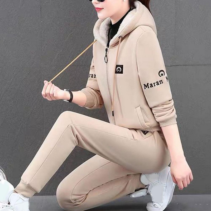 2tk pükskostüümid naiste spordirõivad sügistalvine kapuutsiga kardigan jakk Püksid Kaheosaline komplekt Naiste dressid комплекты одежды