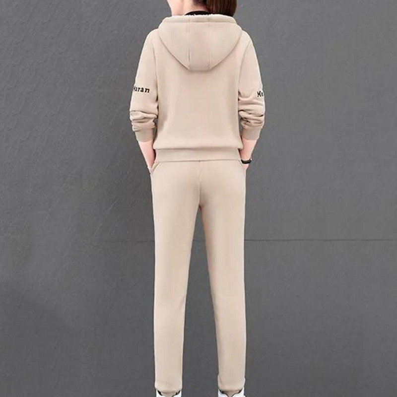 2tk pükskostüümid naiste spordirõivad sügistalvine kapuutsiga kardigan jakk Püksid Kaheosaline komplekt Naiste dressid комплекты одежды