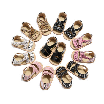 PU кожени сандали за бебета, момичета, момчета, летни бебешки леопардови стил, едноцветни обувки с мека гумена подметка, малки деца, неплъзгащи се предходни обувки