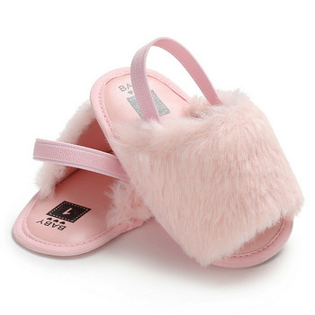 Летни чехли за новородени бебета, момичета, сандали, обувки с косъм в 6 стила, едноцветно облекло с ток, 0-18 м. Бебешки обувки