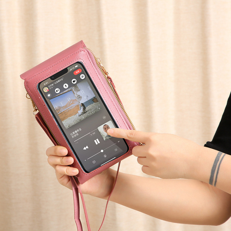 2 γυναικείες τσάντες στυλ Πορτοφόλια από μαλακό δέρμα με οθόνη αφής τσαντάκι κινητού τηλεφώνου χιαστί λουράκι ώμου τσάντα για γυναικεία τσάντα κύρια γυναίκα
