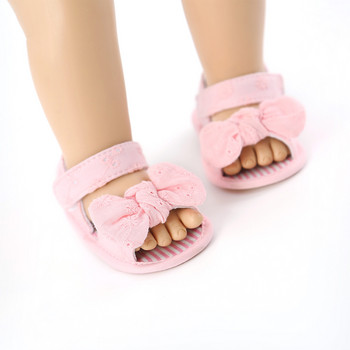 Tregren 0-18M Сладки сандали за бебета и момичета, летни сандали с отворени пръсти, нехлъзгаща се мека подметка Сандали на принцеса с панделка