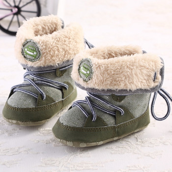 Χειμερινές ζεστές μπότες χιονιού για αγοράκι με κορδόνια μαλακή σόλα Παπούτσια για βρέφη Παιδί