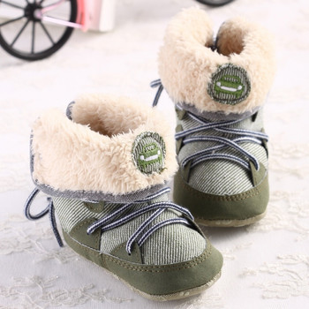 Зимни топли ботуши за сняг за момче, обувки с връзки, мека подметка, бебе, малко дете, дете