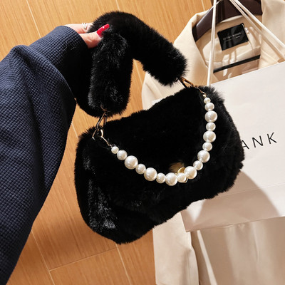 Πολυτελής ντιζάιν τσάντα 2023 Υψηλής ποιότητας βελούδινη τσάντα φθινοπώρου και χειμώνα μαργαριτάρι χιαστί κορεατική γυναικεία τσάντα ώμου μασχάλης μόδας