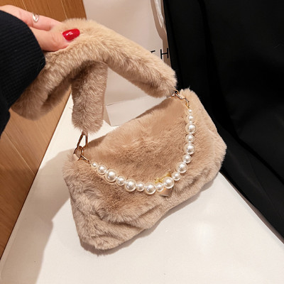 Πολυτελής ντιζάιν τσάντα 2023 Υψηλής ποιότητας βελούδινη τσάντα φθινοπώρου και χειμώνα μαργαριτάρι χιαστί κορεατική γυναικεία τσάντα ώμου μασχάλης μόδας