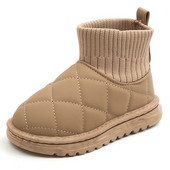 Kruleepo Fete Băieți Cizme de zăpadă din pluș cu model cu carouri Copii Bebeluși Copii Toamnă Iarnă Moda Cizme scurte Cizme scurte Șosete Top Snoes