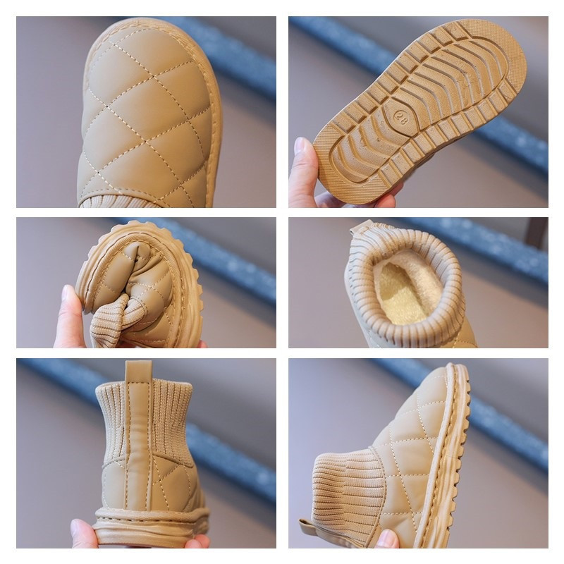 Kruleepo Fete Băieți Cizme de zăpadă din pluș cu model cu carouri Copii Bebeluși Copii Toamnă Iarnă Moda Cizme scurte Cizme scurte Șosete Top Snoes