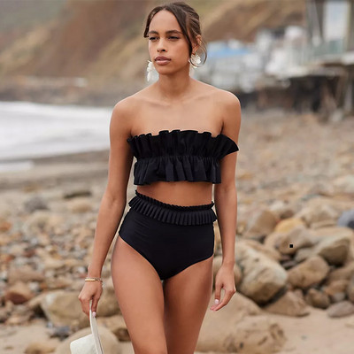 2023 Nové bikiny Módne jednofarebné plavky Sexy trubicový top bez ramienok s chrbtom a rozparkom Dámske bikiny Plavky Plážové oblečenie