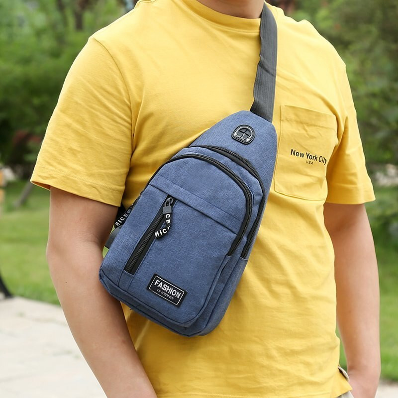 Geantă de piept pentru afaceri la modă pentru bărbați, căști casual, geantă de tip crossbody, geantă de umăr multifuncțională în aer liber