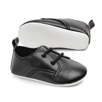 Обувки за новородено момче, кожени мокасини за малко дете First Walker Ежедневни маратонки Мека подметка Едноцветни бели черни обувки за ходене