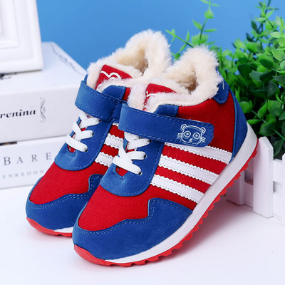 New Fashion Fur Παιδικές Casual μπότες Round Toe Lace Up Παιδικά Χειμερινές μπότες χιονιού Flat παπούτσια για αγόρια και κορίτσια