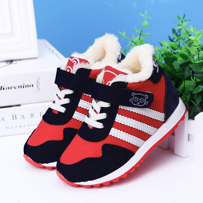 New Fashion Fur Παιδικές Casual μπότες Round Toe Lace Up Παιδικά Χειμερινές μπότες χιονιού Flat παπούτσια για αγόρια και κορίτσια