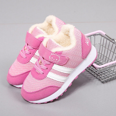 New Fashion Fur Παιδικές Casual μπότες Round Toe Lace Up Παιδικά Χειμερινές μπότες χιονιού Flat παπούτσια για αγόρια και κορίτσια